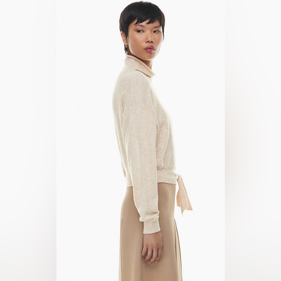 Wilfred Aritzia NWT New Lorin Cashmere Light Oatmeal Sweater Shirt Top **Sz S** - Picture 3 of 9